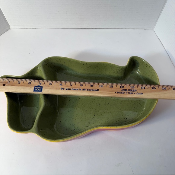 Hand Painted Chili Pepper Ceramic Jalapeno Chips Dip Serving Bowl 16” Party Gift - Picture 6 of 13